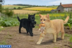 Domestic Cat with Kitten Statue