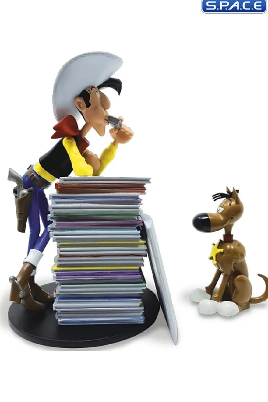 Lucky Luke & Rantanplan Pile of Comics Statue