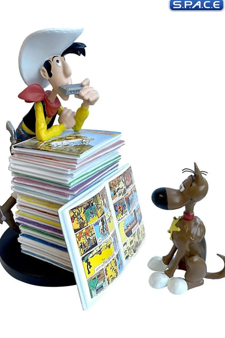 Lucky Luke & Rantanplan Pile of Comics Statue