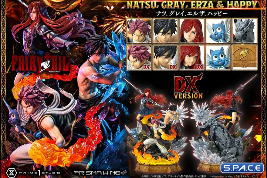 1/7 Scale Natsu, Gray, Erza & Happy Deluxe Concept Masterline Statue