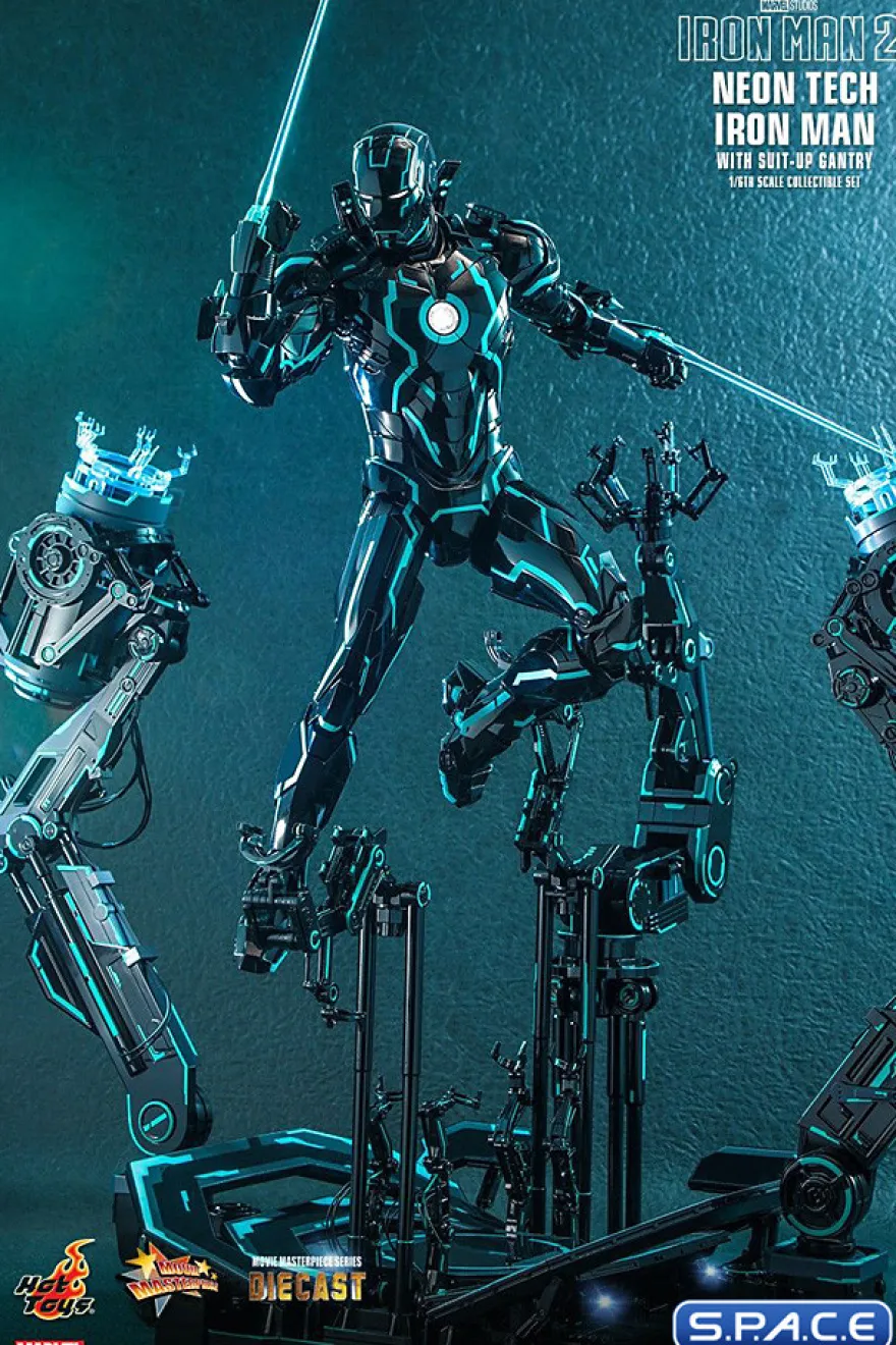 1/6 Scale Neon Tech Iron Man with Suit-Up Gantry Movie Masterpiece MMS672D50 (Iron Man 2)