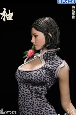 1/6 Scale Pomelo Head Sculpt with Leopard Cheongsam Dress Character Set