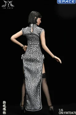 1/6 Scale Pomelo Head Sculpt with Leopard Cheongsam Dress Character Set