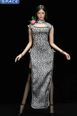1/6 Scale Pomelo Head Sculpt with Leopard Cheongsam Dress Character Set