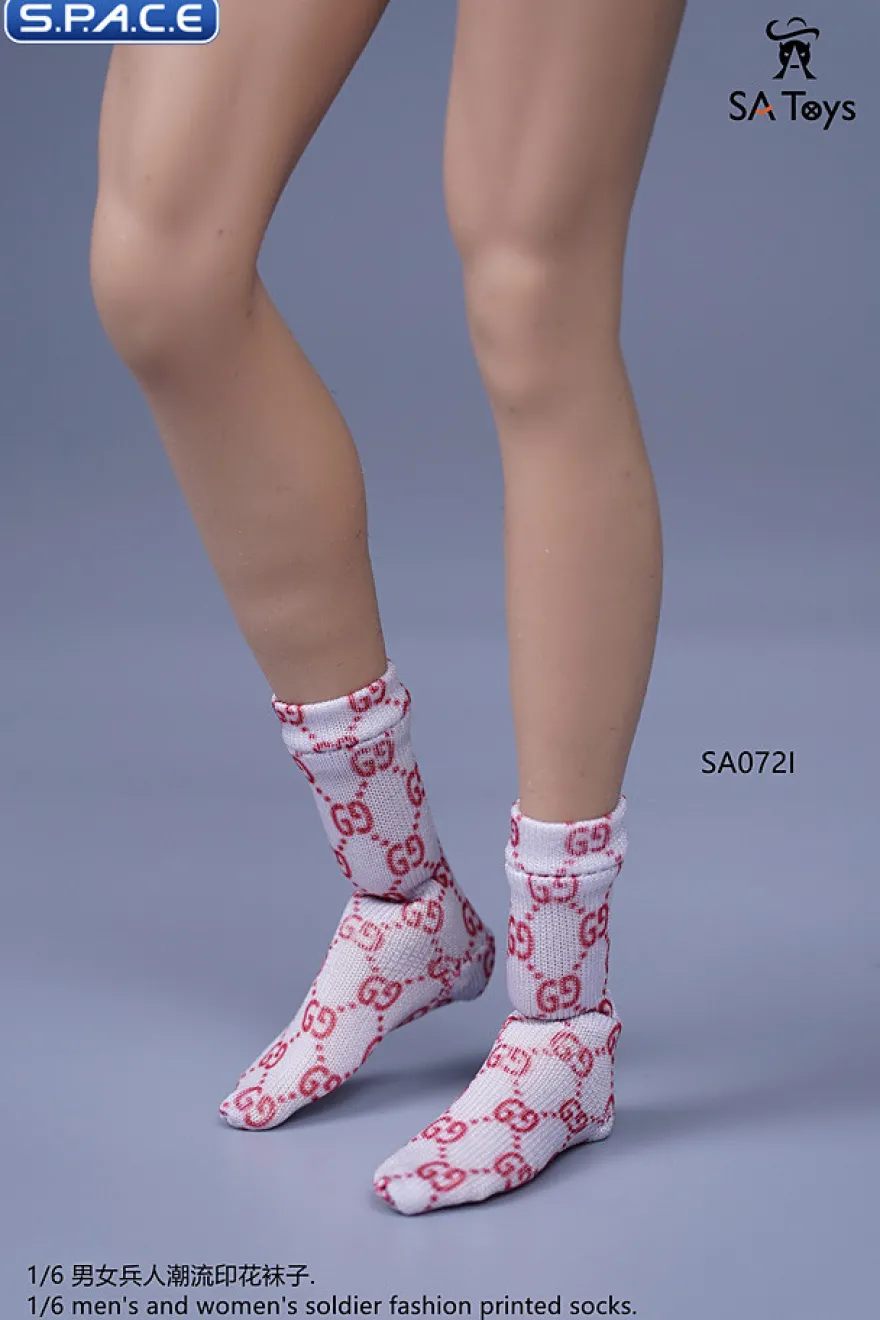 1/6 Scale unisex fashion printed Socks