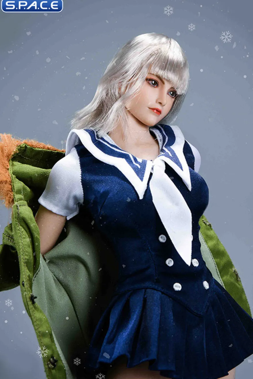 1/6 Scale Winter School Girl Character Set with green Coat