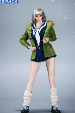 1/6 Scale Winter School Girl Character Set with green Coat